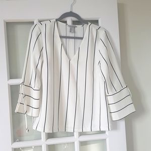 H&M striped blouse with bell sleeves